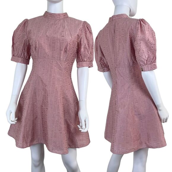Keepsake The Label Wonder Women Size M Mock Neck Pink Fit & Flare Mini NEW Dress - Picture 1 of 16